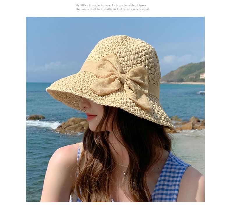 Bow Hat Straw Sun