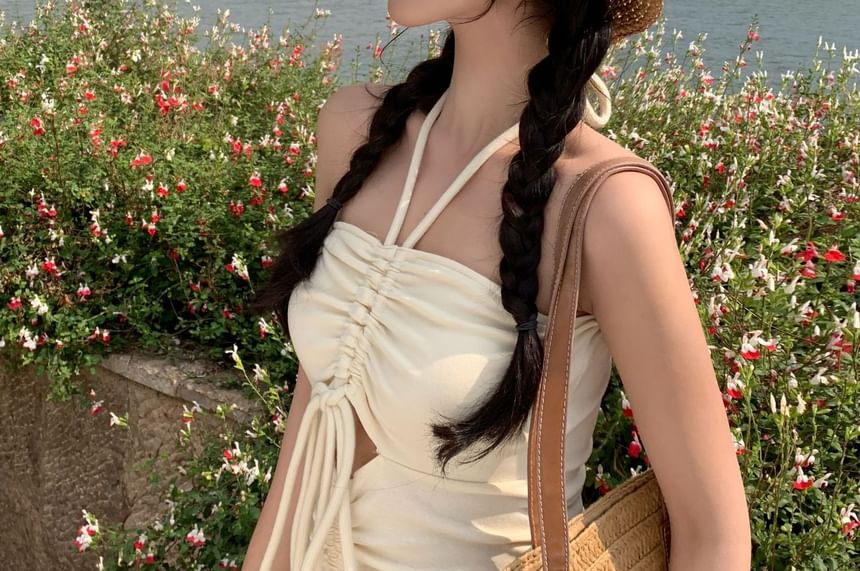 Straw Hat Embroidered Bow Sun