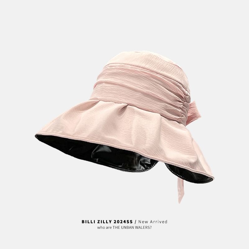 Wide Ruched Bow Brim Bucket Hat
