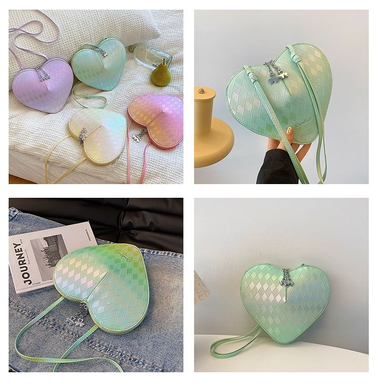 Crossbody Leather Faux Heart Shape Bag