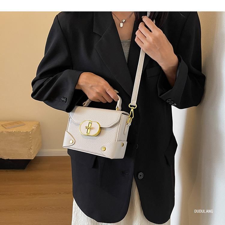 Handle Flap Crossbody Top Plain Leather Bag Faux