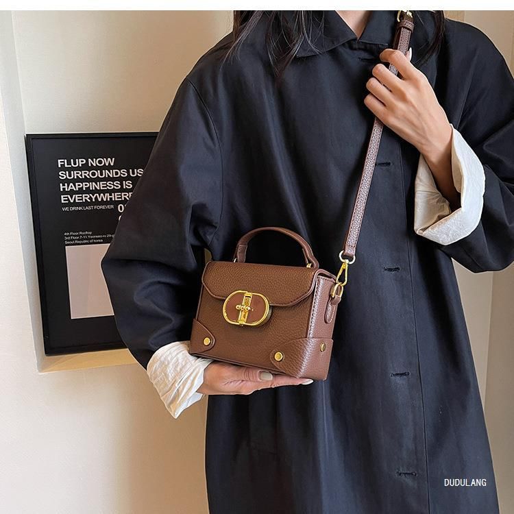 Handle Flap Crossbody Top Plain Leather Bag Faux