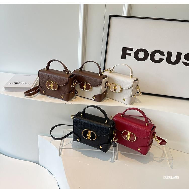 Handle Flap Crossbody Top Plain Leather Bag Faux