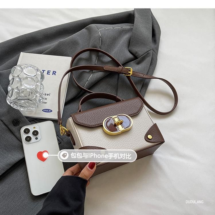 Handle Flap Crossbody Top Plain Leather Bag Faux