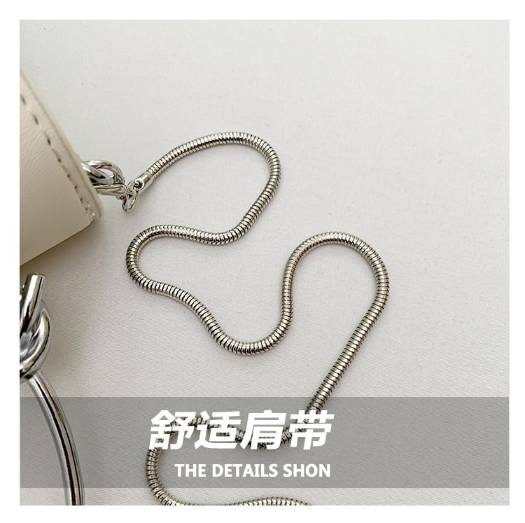 Bag Crossbody Chain Handle Faux Flap Leather Strap Top