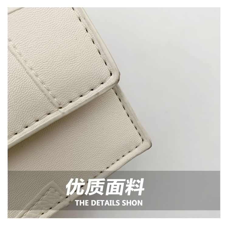 Bag Crossbody Chain Handle Faux Flap Leather Strap Top