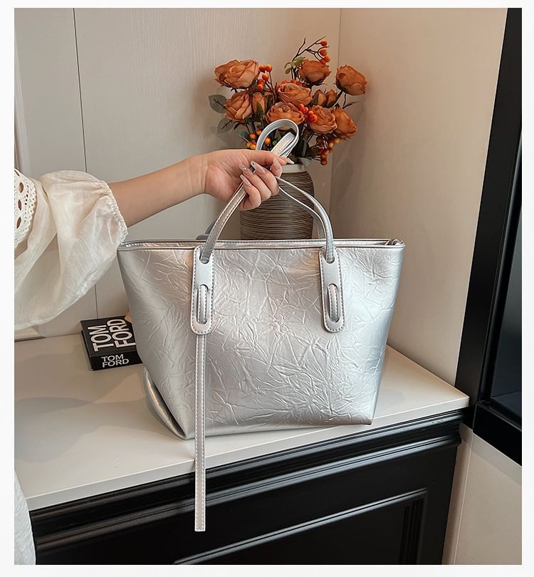 Leather Tote Faux Plain Bag