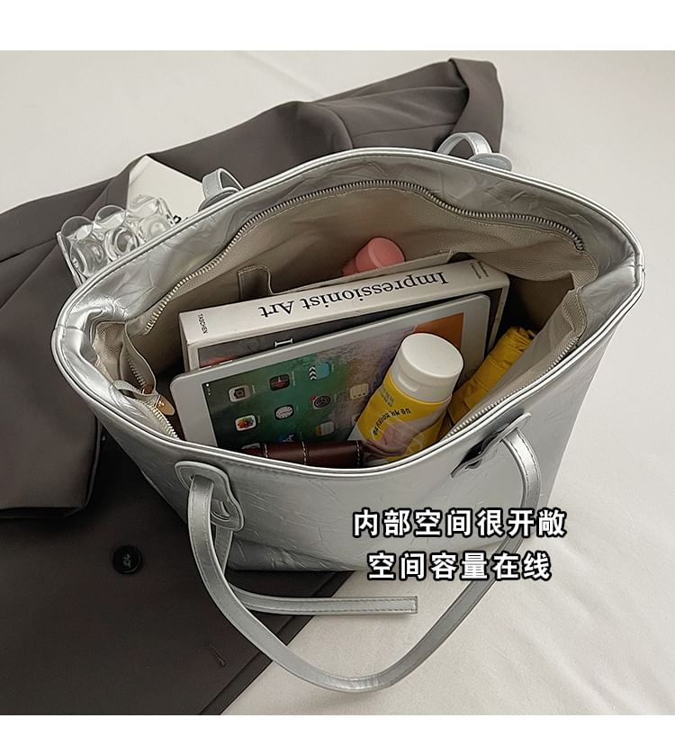 Leather Tote Faux Plain Bag