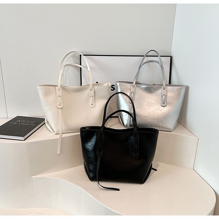 Leather Tote Faux Plain Bag