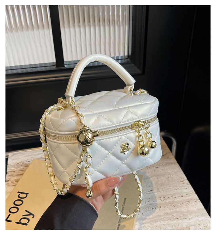 Plain Chain Leather Faux Bag Crossbody Strap Quilted