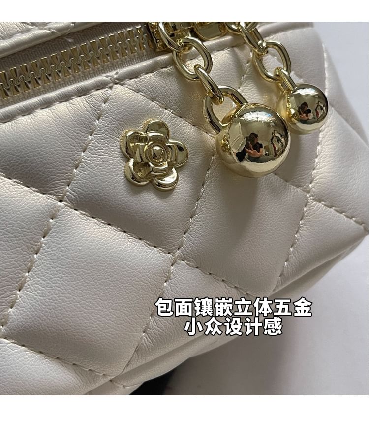 Plain Chain Leather Faux Bag Crossbody Strap Quilted