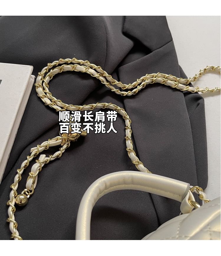 Plain Chain Leather Faux Bag Crossbody Strap Quilted