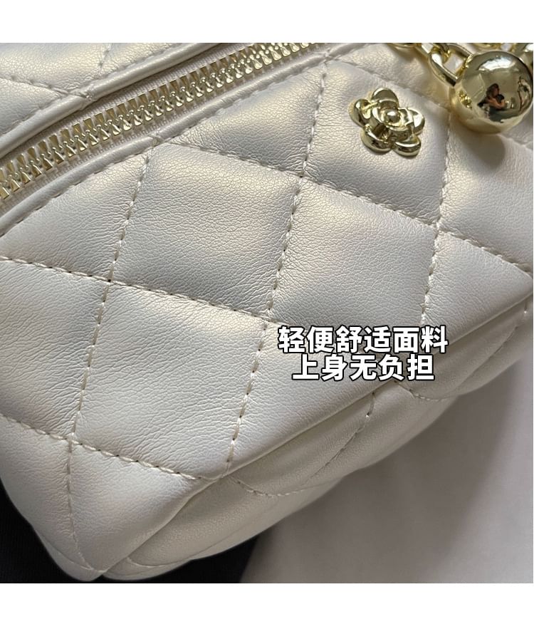 Plain Chain Leather Faux Bag Crossbody Strap Quilted