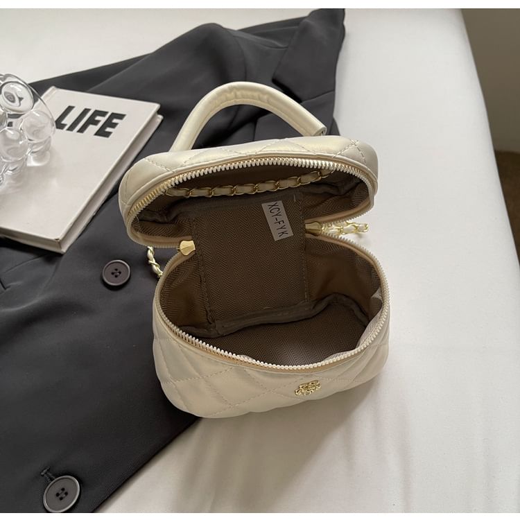 Plain Chain Leather Faux Bag Crossbody Strap Quilted