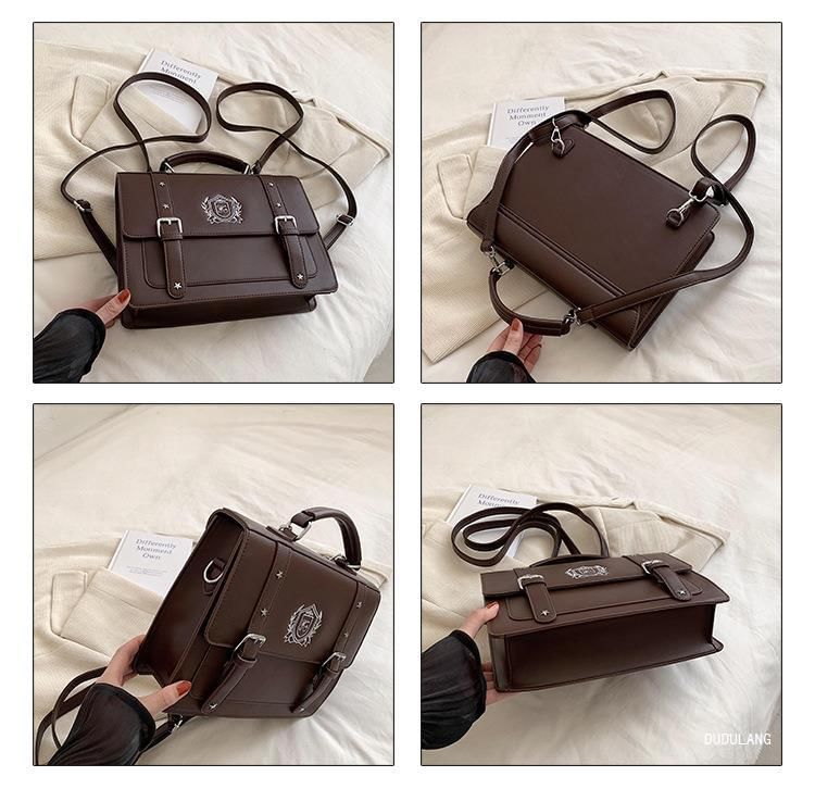 Faux Embroidered Satchel Studded Backpack Leather