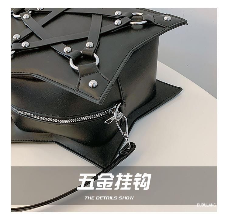 Crossbody Studded Leather Bag Star Faux Shape