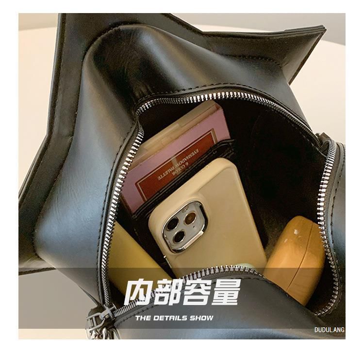 Crossbody Studded Leather Bag Star Faux Shape