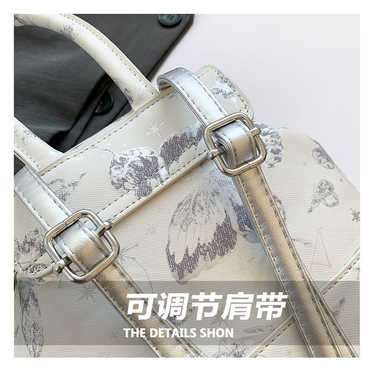 Faux Butterfly Backpack Print Flap Leather