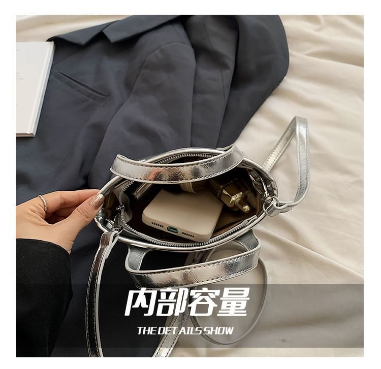 Top Plain Leather Bag Faux Handle Crossbody