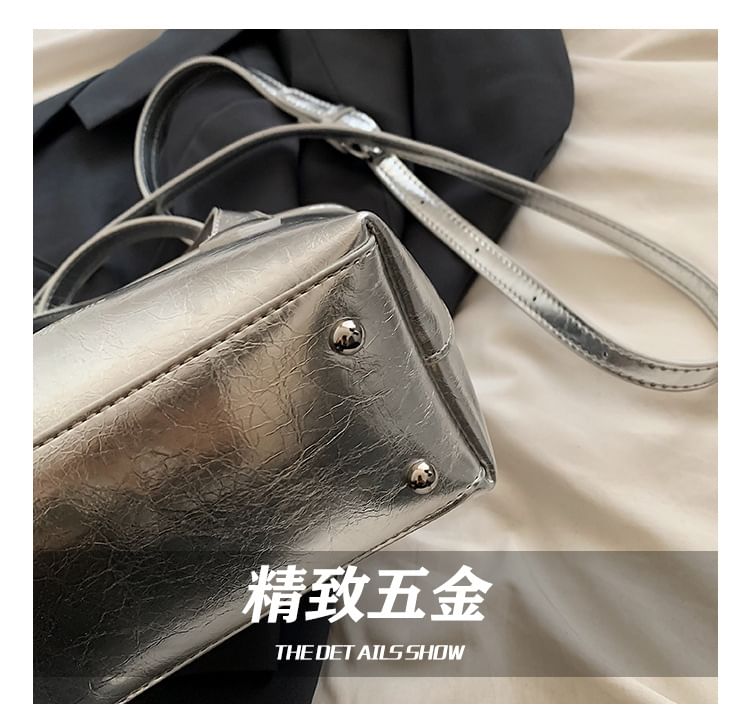 Top Plain Leather Bag Faux Handle Crossbody