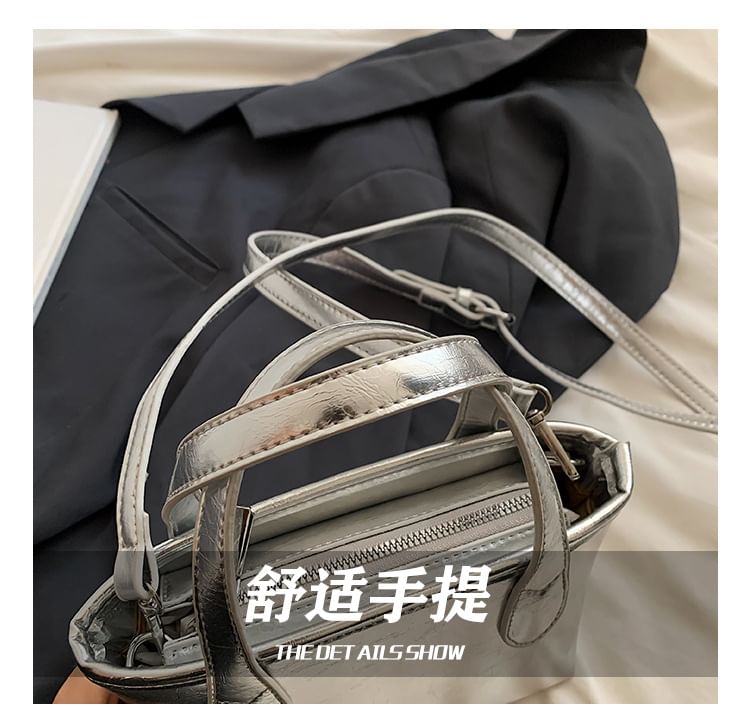 Top Plain Leather Bag Faux Handle Crossbody