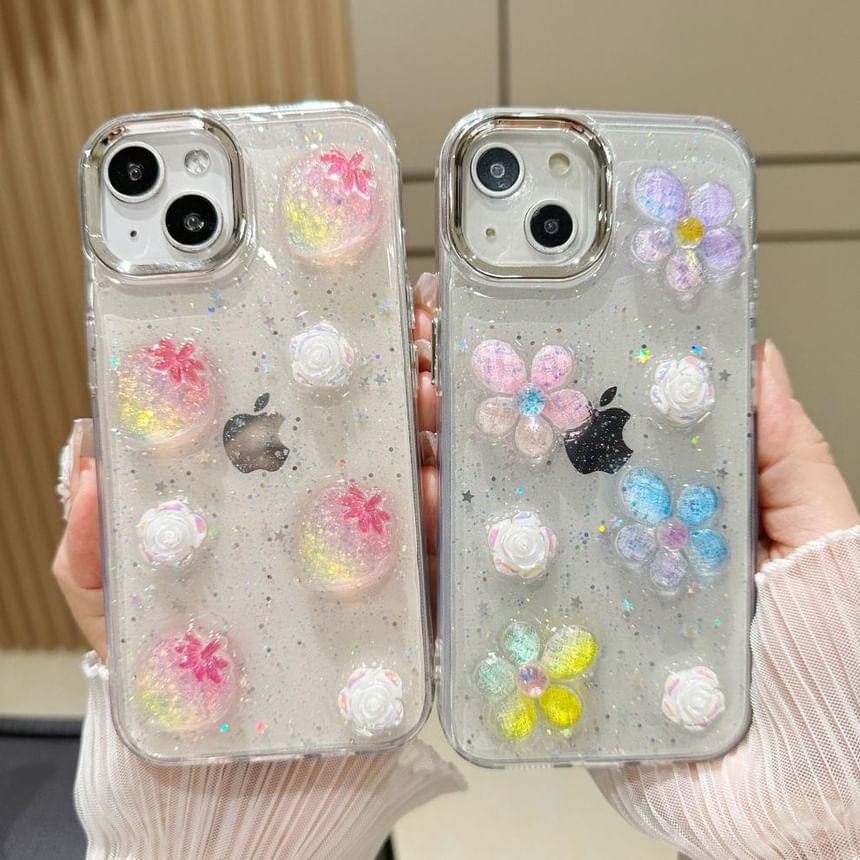 Clear Floral Phone Case For iPhone 11, 11 Pro, 11 Pro Max, 12/12 Pro, 12 Pro Max, 13, 13 Pro, 13 Pro Max, 14, 14 Plus, 14 Pro, 14 Pro Max, 15, 15 Pro, 15 Pro Max