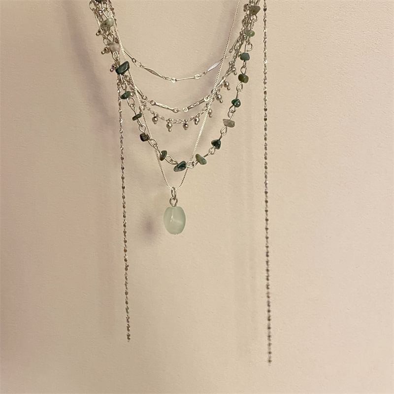 Alloy Choker Pendant Layered Turquoise