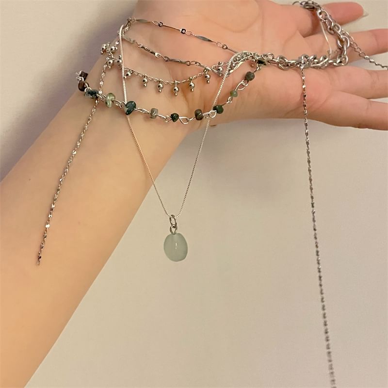 Alloy Choker Pendant Layered Turquoise