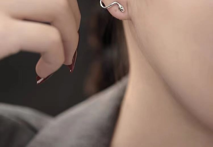 Sterling Silver Snake Hoop Earring