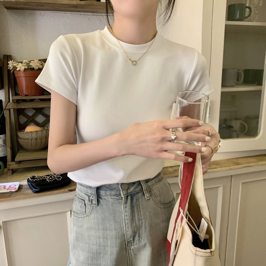 Plain Neck Tee Short-Sleeve Crew