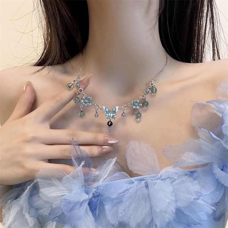 Choker Butterfly Floral Alloy