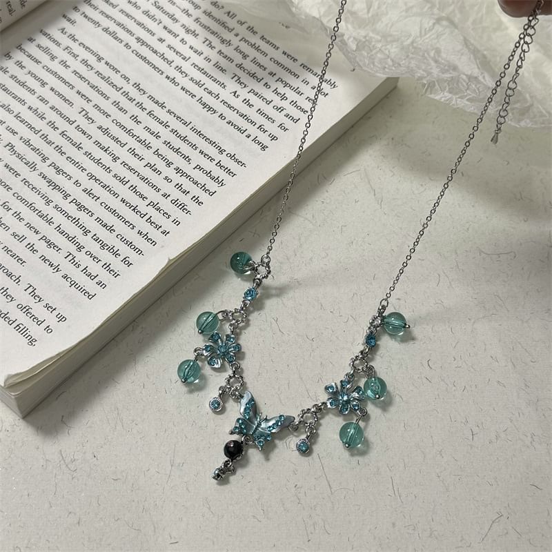 Choker Butterfly Floral Alloy