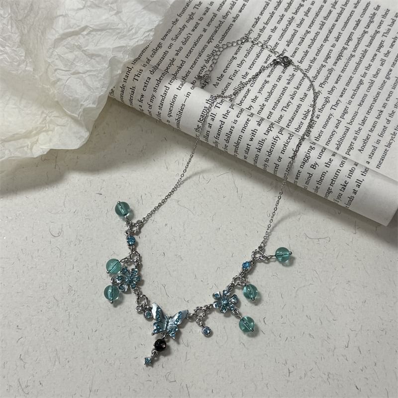 Choker Butterfly Floral Alloy