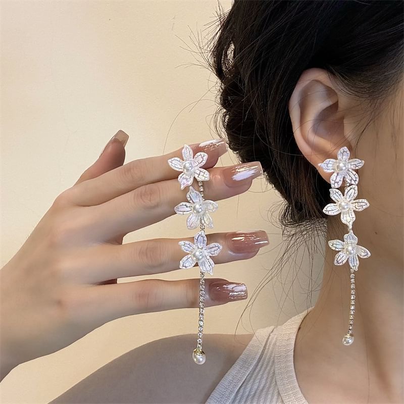Floral Alloy Earring Dangle Stud /