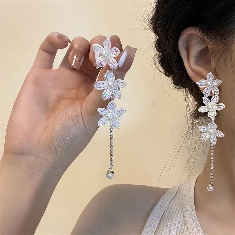 Floral Alloy Earring Dangle Stud /