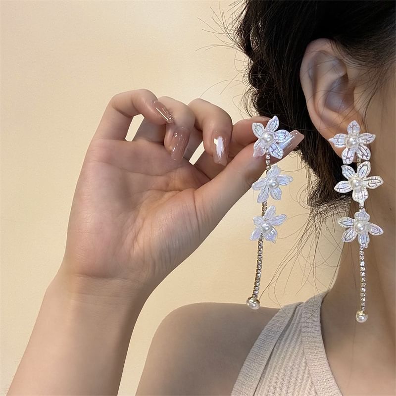 Floral Alloy Earring Dangle Stud /