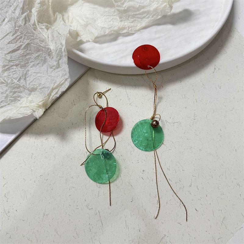 Earring Dangle Disc Asymmetrical Alloy