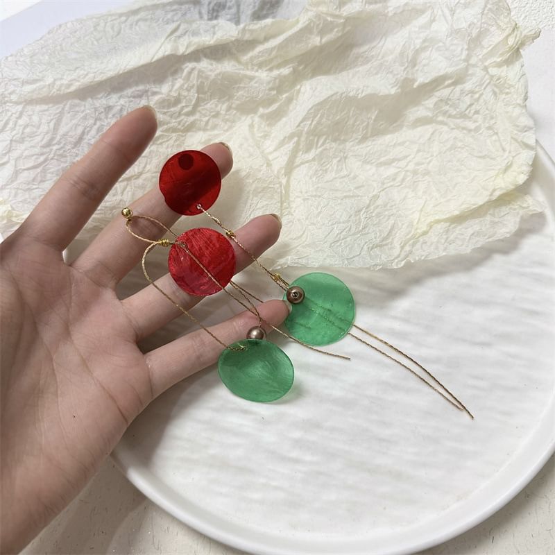 Earring Dangle Disc Asymmetrical Alloy