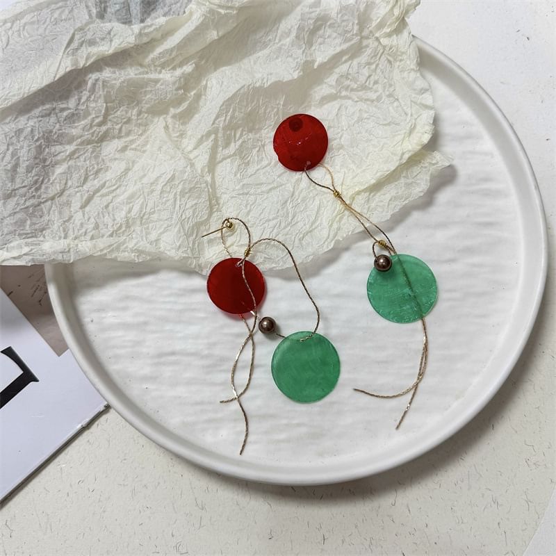 Earring Dangle Disc Asymmetrical Alloy