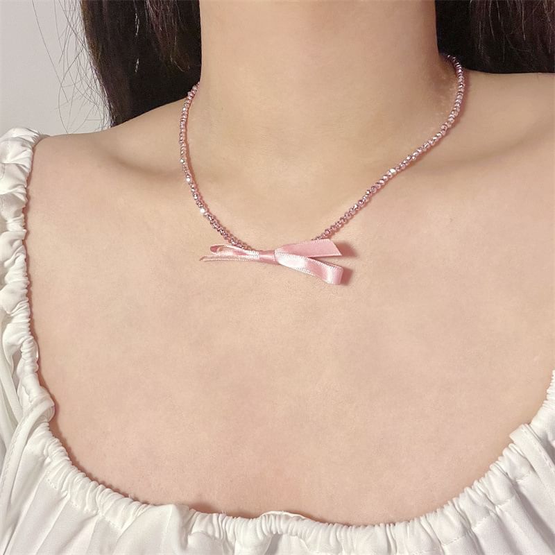 With Bow Necklace Pendant Beaded