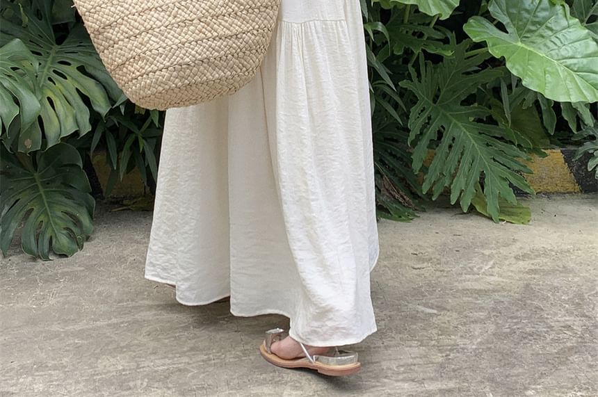 Back A-Line Tie Dress Maxi Strap Spaghetti