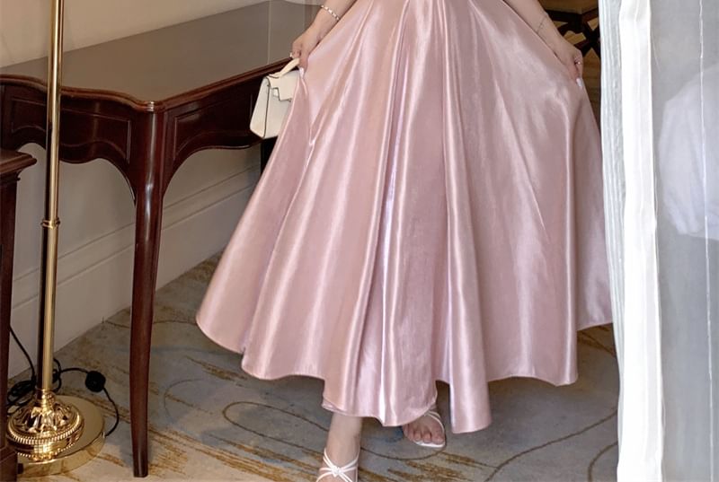 Strap Gown Spaghetti Plain Evening Neck Scoop A-Line