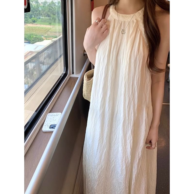 Halter Neck Solid Sundress Maxi