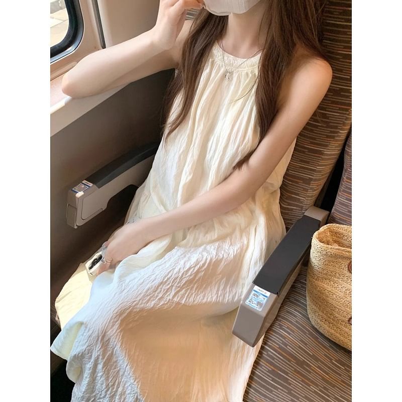 Halter Neck Solid Sundress Maxi