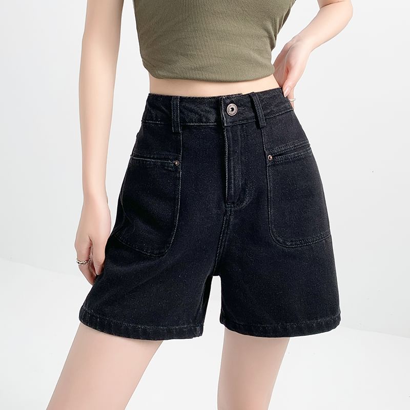 High Rise Pocket Denim Shorts