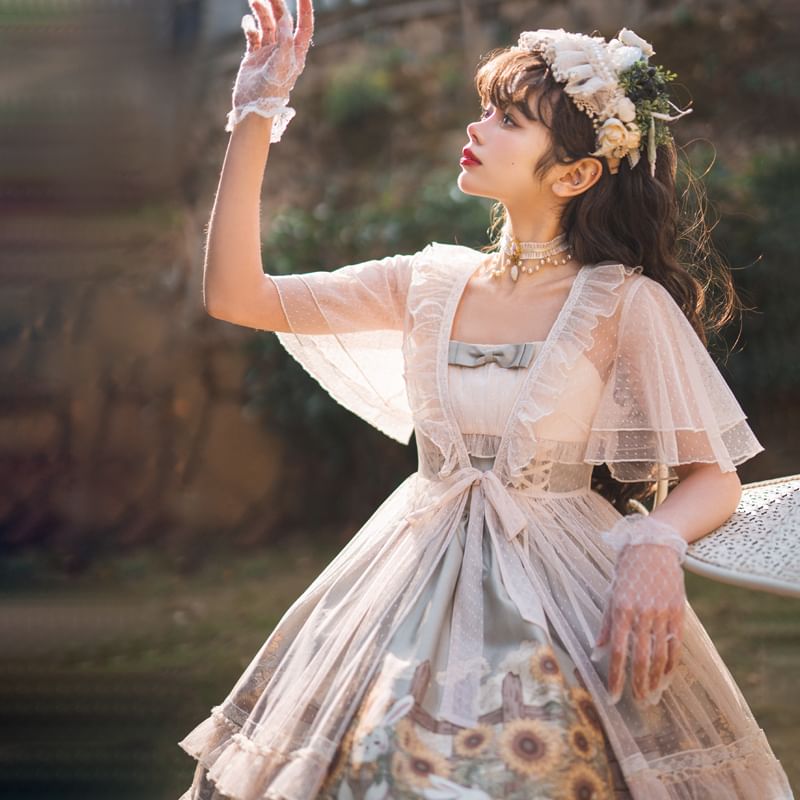 Spaghetti Lolita Strap Rabbit Print Midi A-Line Dress / Petticoat Skir – MK Kawaii Store Spaghetti Lolita Strap Rabbit Print Midi A-Line Dress / Petticoat Skir – MK Kawaii Store