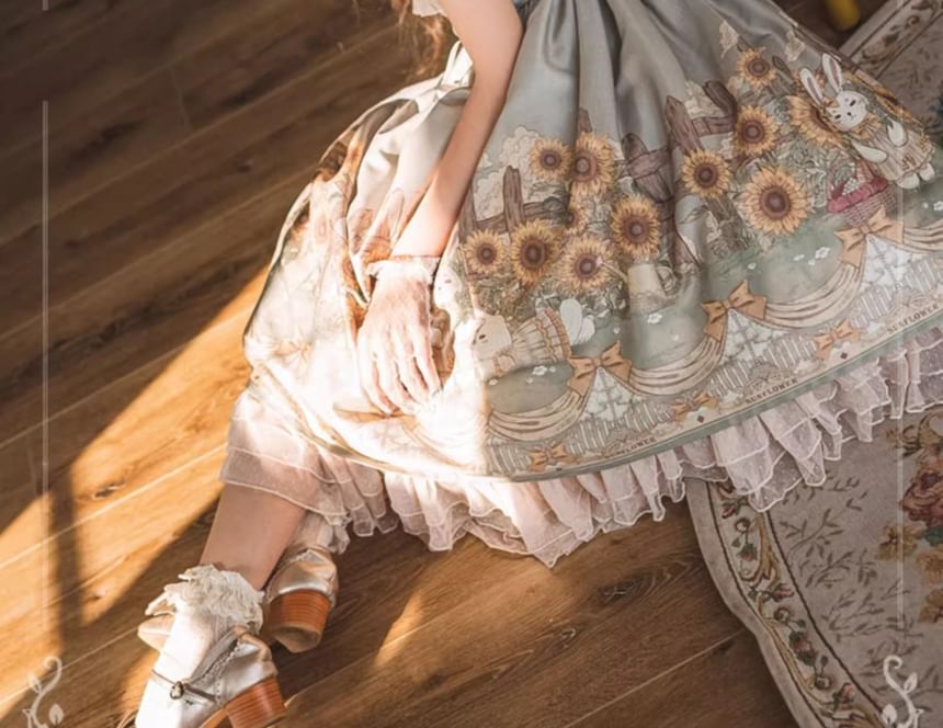 Spaghetti Lolita Strap Rabbit Print Midi A-Line Dress / Petticoat Skir – MK Kawaii Store Spaghetti Lolita Strap Rabbit Print Midi A-Line Dress / Petticoat Skir – MK Kawaii Store