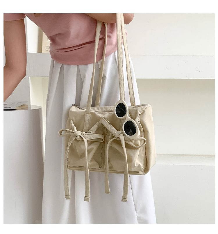 Accent Tote Plain Nylon Bow Bag