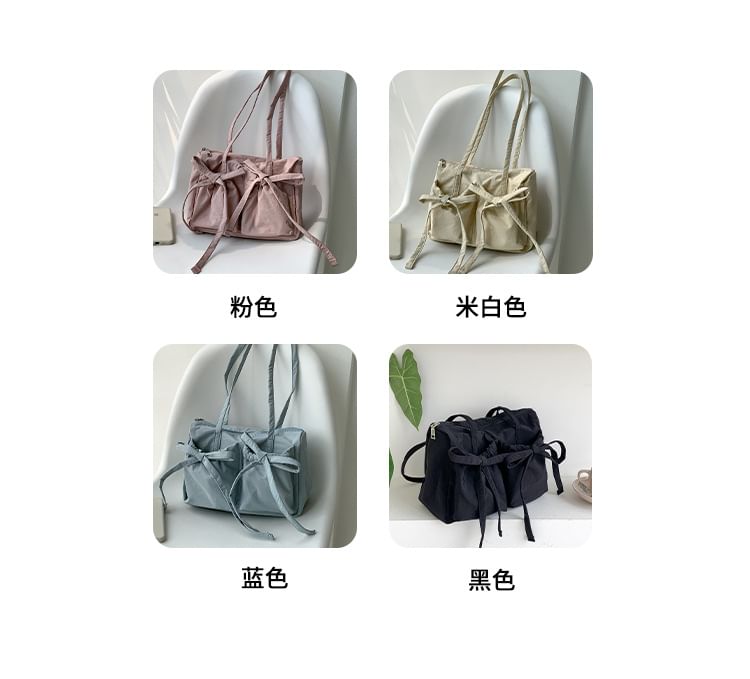 Accent Tote Plain Nylon Bow Bag