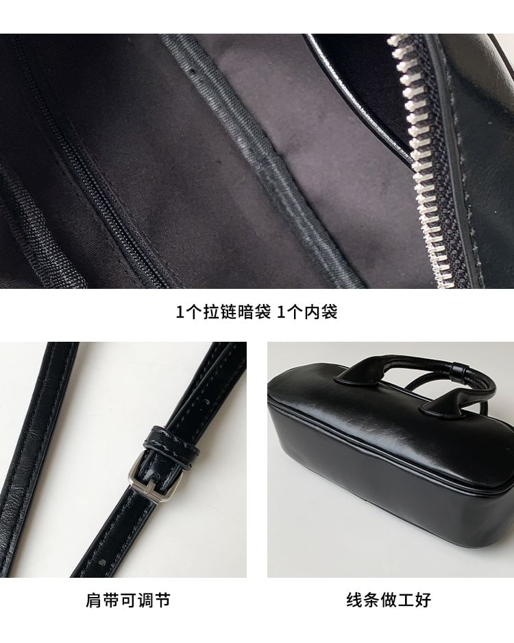 Crossbody Handle Bag Leather Plain Faux Top